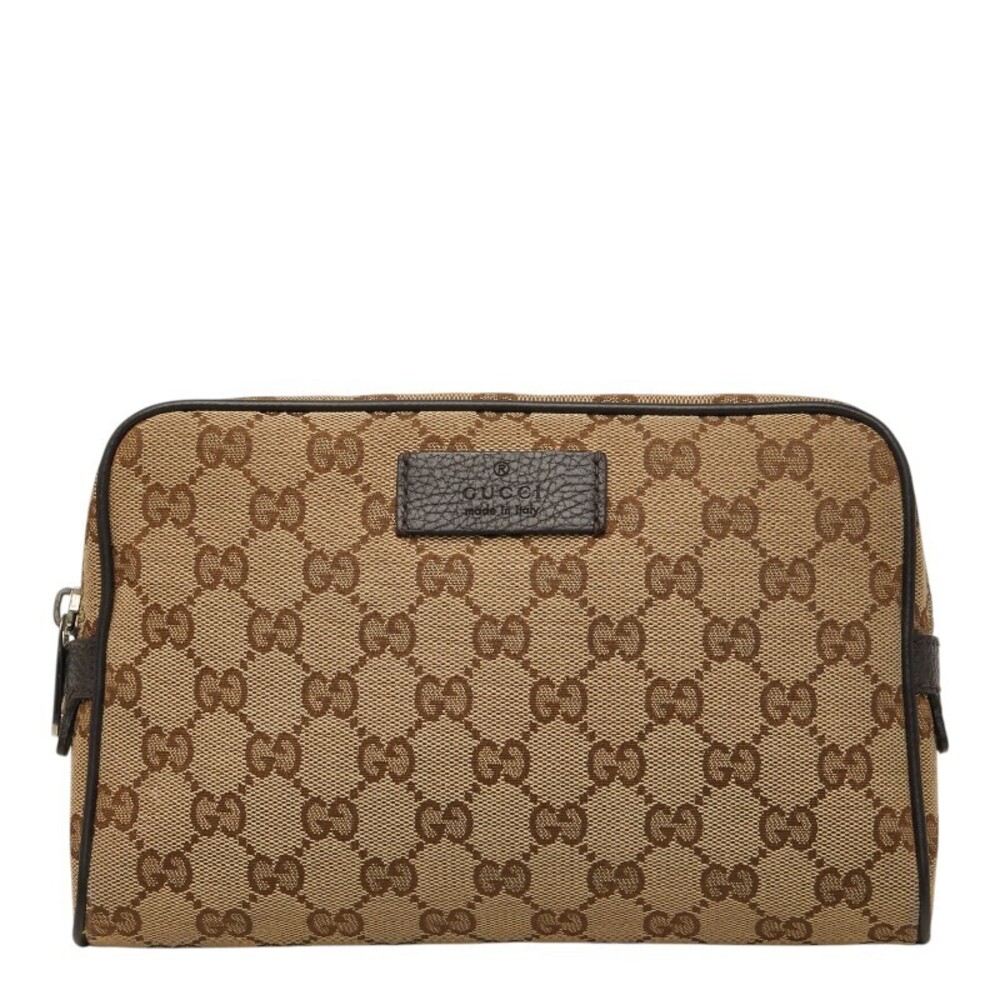 Gucci GG Canvas Body Belt Bum Crossbody Bag Waist Beige Brown Leather